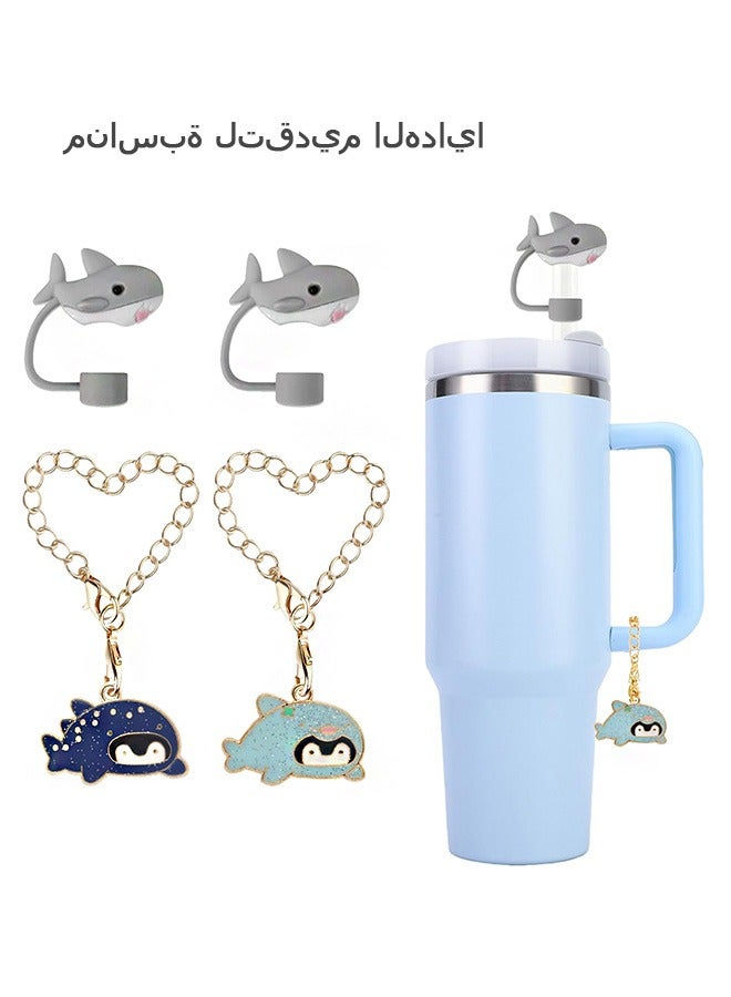 Beyond Stanley Cup Accessories Set Including 2 Pcs Silicone Straw Cover Cap, for 9-10 mm Straws, 2 Pcs Whale Pendant - Image 1