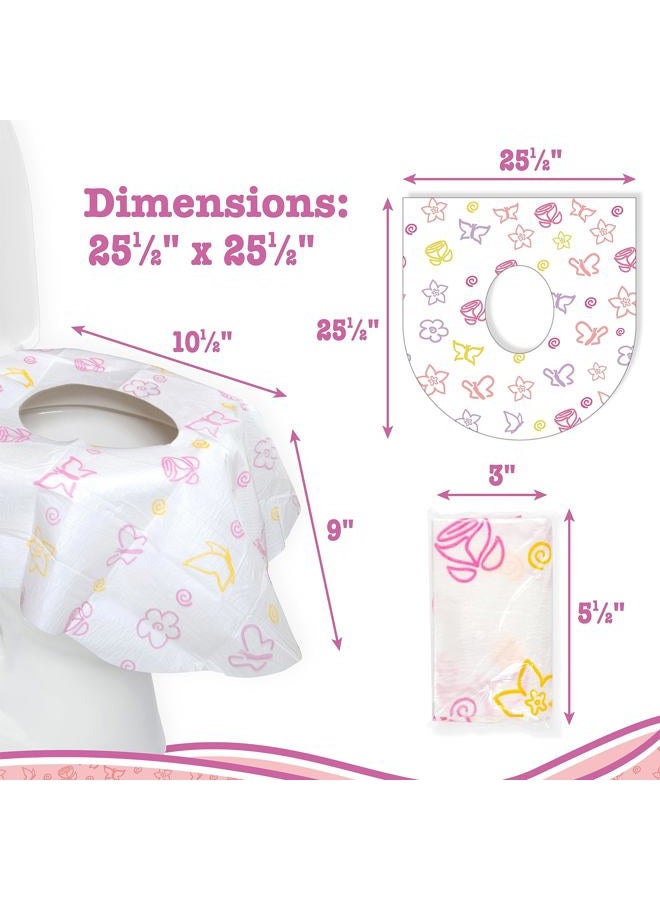 Potty Shields Toilet Seat Covers Disposable (6 Pack, Floral) - XL Waterproof Toilet Cover for Toddlers, Kids & Adults - Portable & Individually Wrapped for Travel, Training & Public Restrooms - Image 5
