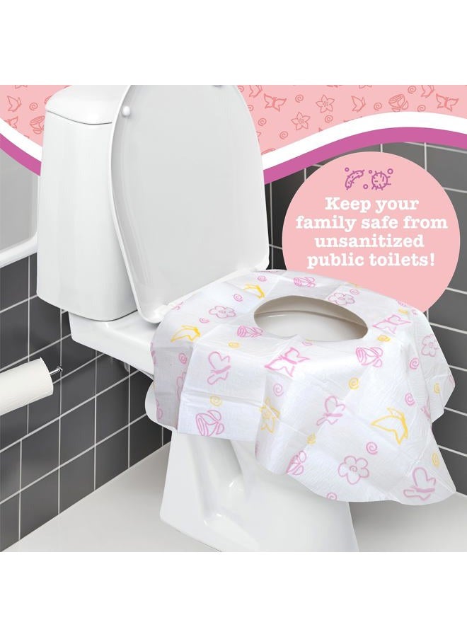 Potty Shields Toilet Seat Covers Disposable (6 Pack, Floral) - XL Waterproof Toilet Cover for Toddlers, Kids & Adults - Portable & Individually Wrapped for Travel, Training & Public Restrooms - Image 2