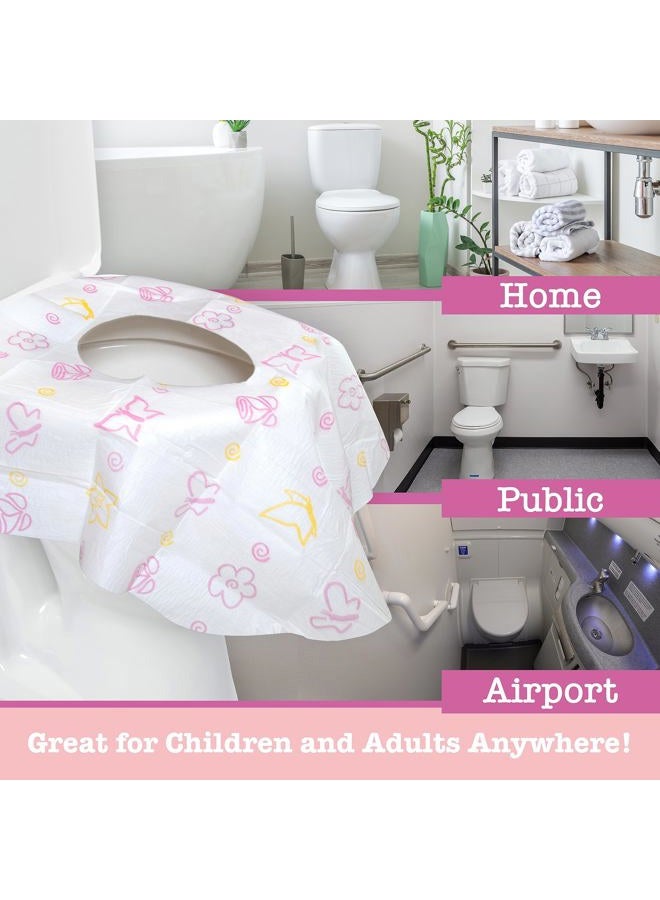 Potty Shields Toilet Seat Covers Disposable (6 Pack, Floral) - XL Waterproof Toilet Cover for Toddlers, Kids & Adults - Portable & Individually Wrapped for Travel, Training & Public Restrooms - Image 4