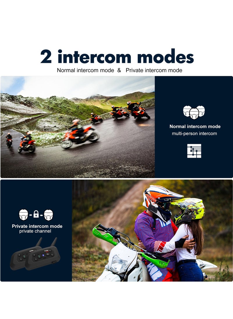 Motorcycle Intercom, V6 Bluetooth Motorcycle Helmet Intercom 1500M 850mAh Headset 6 Riders for Riding IP65 Waterproof Dirt Bike Snowmobile Headphone