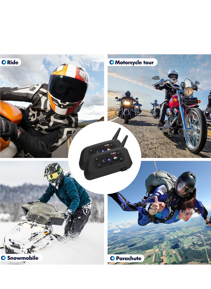Motorcycle Intercom, V6 Bluetooth Motorcycle Helmet Intercom 1500M 850mAh Headset 6 Riders for Riding IP65 Waterproof Dirt Bike Snowmobile Headphone