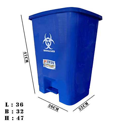 PUFFIN Pedal Dustbin 30 Liter Plastic Blue Color - Image 3