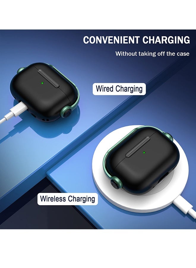 AirPods Pro 2 2nd Generation Case Cover Creative Musician Headset Secure Lock Design Protective Case  with Key chain Stand and 3 in 1 Cleaning pen for Women Men Daily Commute Travel Home Use,Green - Image 3