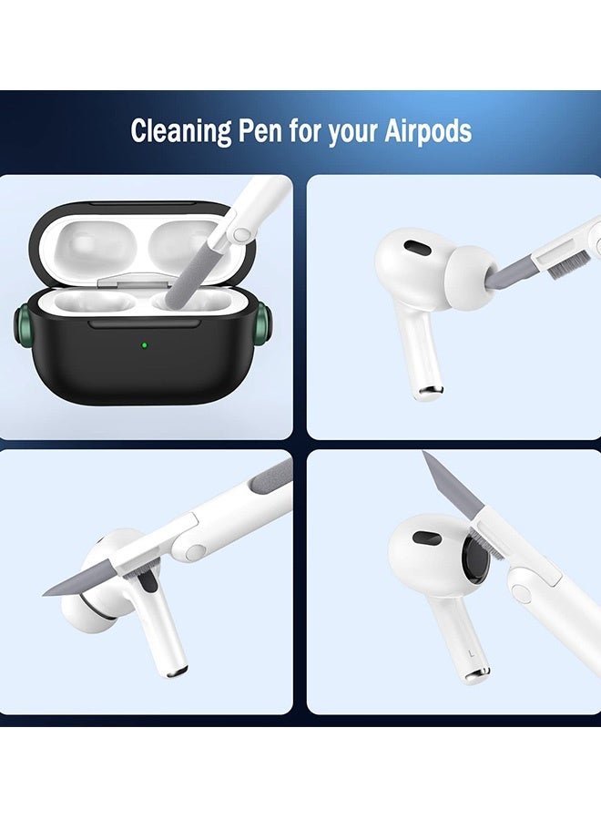 AirPods Pro 2 2nd Generation Case Cover Creative Musician Headset Secure Lock Design Protective Case  with Key chain Stand and 3 in 1 Cleaning pen for Women Men Daily Commute Travel Home Use,Green - Image 4