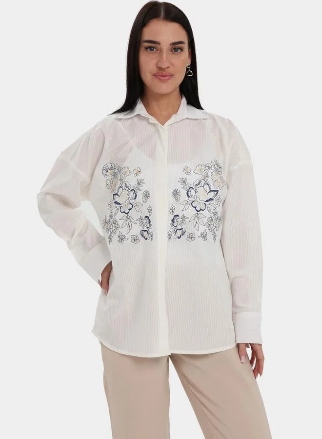 Elena by DStyle Floral Embroidered Shirt and Trousers Modest Set