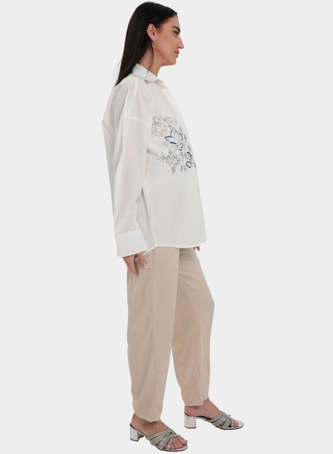 Elena by DStyle Floral Embroidered Shirt and Trousers Modest Set - Image 3