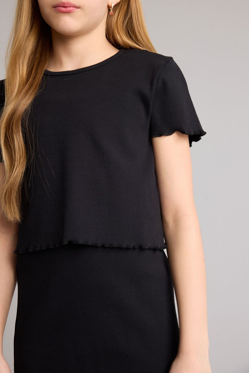 ديفاكتو فستان بناتي مضلع قصة عادية - قطعتين - Image 4