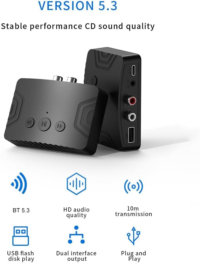 ETZIN 5.3 Bluetooth Audio Adapter,Wireless Audio Adapter for Music Streaming Sound System,Tablets and Car Audio,Home Stereo Theater System,Wireless Adapter for Speakers (EPL-1168WA) - Image 2