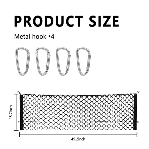 KIFIDAN 49" x 15.7" Truck Bed Organizer,Elastic Shrink Truck Cargo Net with 4 Metal Hooks Keep Truck Interior Tidy,Truck Bed Storage Hold Many Items Compatible with Chevrolet,Ford,GMC (XL 49"x15.7") - Image 2