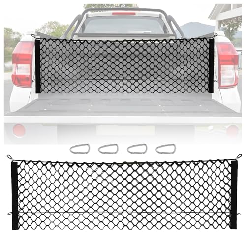 KIFIDAN 49" x 15.7" Truck Bed Organizer,Elastic Shrink Truck Cargo Net with 4 Metal Hooks Keep Truck Interior Tidy,Truck Bed Storage Hold Many Items Compatible with Chevrolet,Ford,GMC (XL 49"x15.7") - Image 1