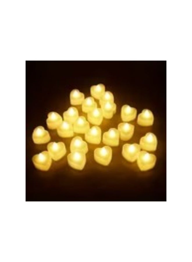 أكاليكس 24 شمعة على شكل قلب بلون أبيض دافئ تعمل بالبطارية - Image 2