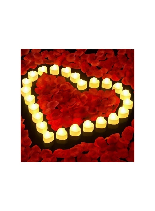 أكاليكس 24 شمعة على شكل قلب بلون أبيض دافئ تعمل بالبطارية - Image 3