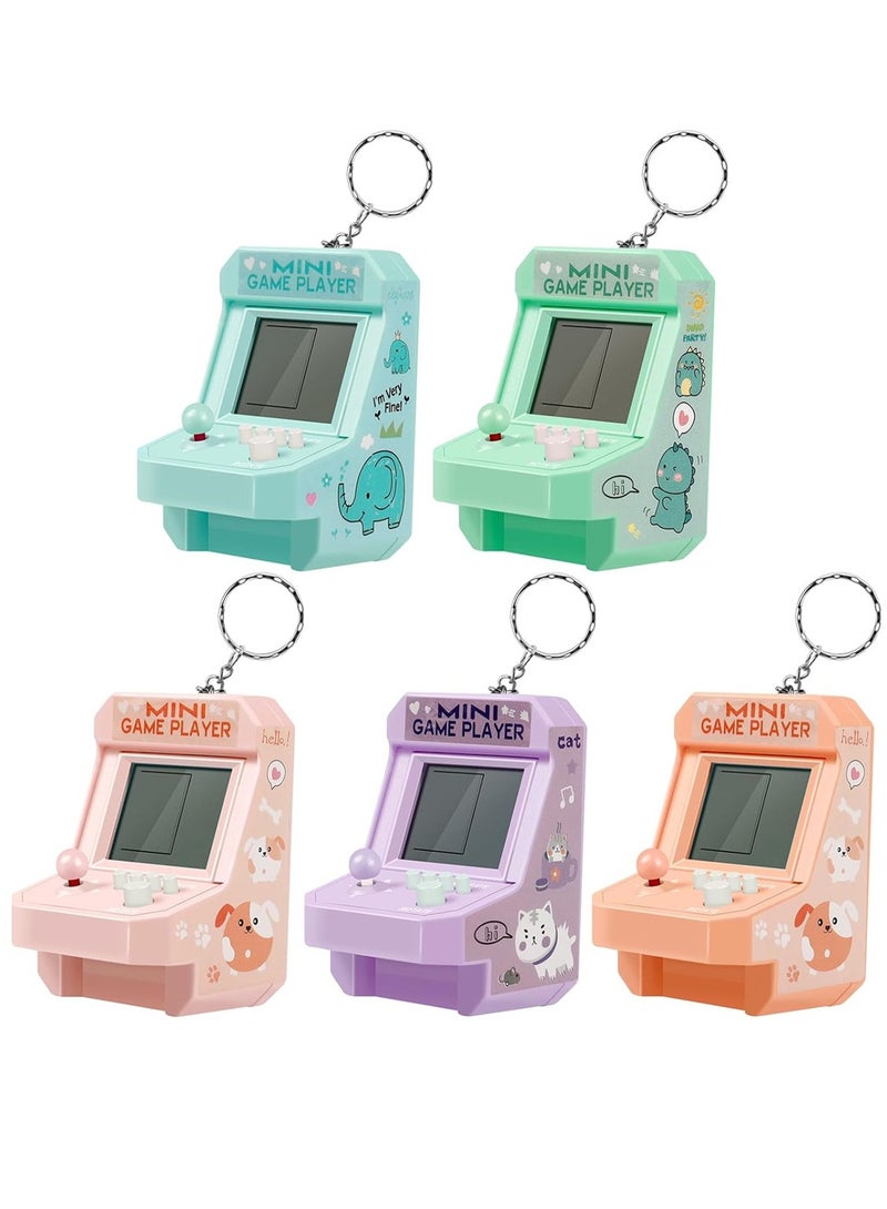 Colorful Mini Game Console Keychain Set 5 Pack Perfect for Kids Party Favors Birthday Celebrations School Activities and Holidays  - Image 1
