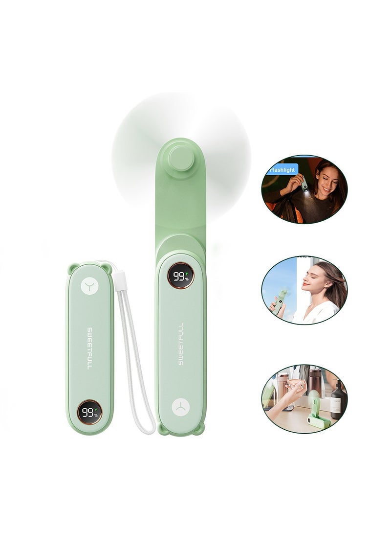 Handheld Fan,Portable Hand Fan with Flashlight,USB Rechargeable Fans,Mini Foldable Battery Fan, Summer Travel Essentials,Small Desktop Fans with LED Display for Home Office Bedroom - Image 1