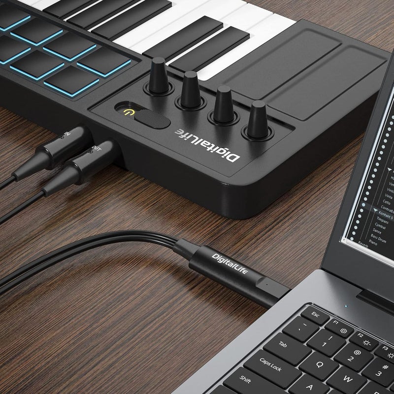 ديجيتال لايف USB إلى MIDI (5-Pin MIDI DIN، 1-إدخال/1-إخراج) - واجهة لكيبورد البيانو الكهربائي - متوافق مع Windows 11 و macOS 14 سونوما - Image 4