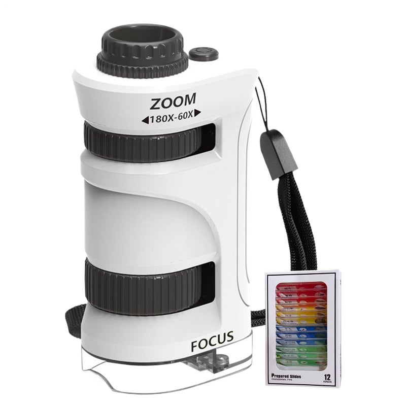 Kids Microscope Portable Pocket Mini Microscope 60 80x Zoom Magnification with 12pcs Slides Educational Scientific Toy for Camping School Classroom Preschool Yellow - Image 2