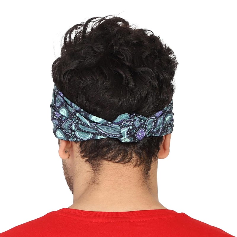Coreteq Multicolor Sports Sweatband Headband Concealed Seam Micro-Spandex Men and Women (Paisley) Free Size - Image 3