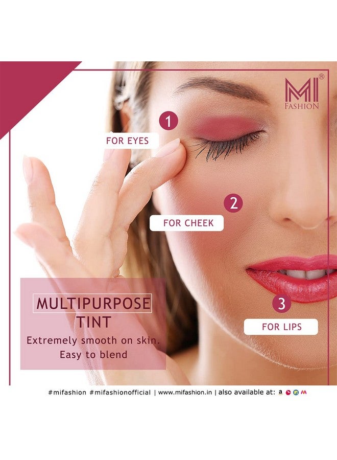 MI FASHION Natural Lip Tint For Women Paraben And Chemical Free, Vegan Friendly, Cheek And Eyes Tint, Soften Matte Carmine Pink Red - Image 3