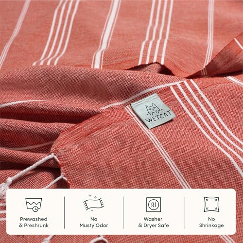 WETCAT Turkish Beach Towel Oversized (38"x71") 100% Turkish Cotton, Made in Turkey - Sand Free, Extra Large, Ultra Soft, Quick Drying, Compact & Lightweight for Travel - Red - Image 5