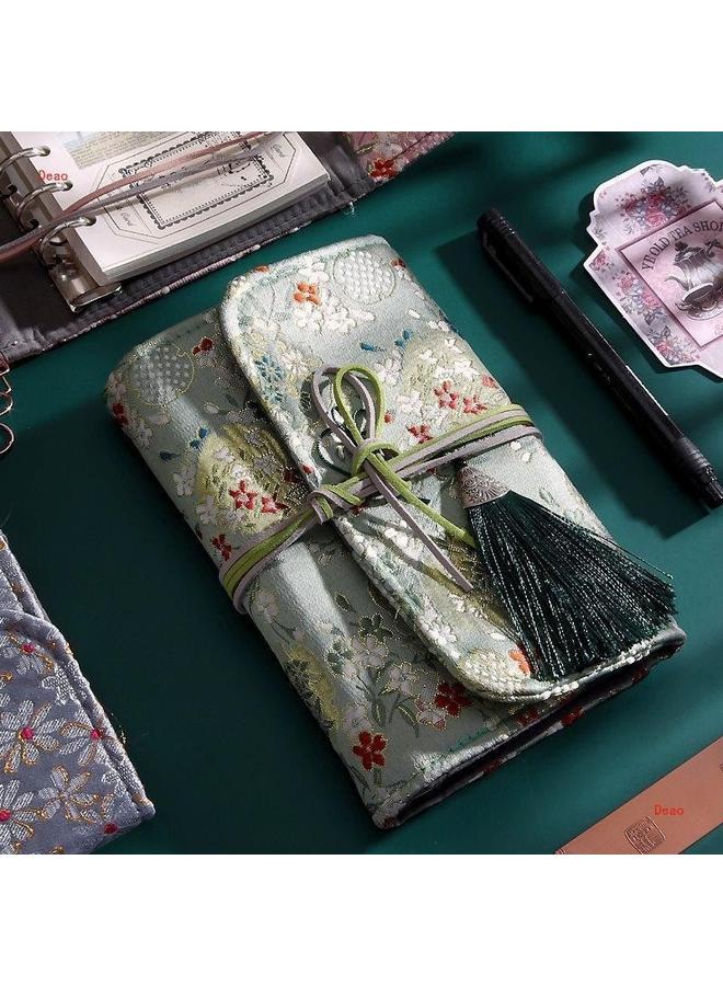 Bluejw Vintage Pocket Fabric Handbook Suit Ins Japanese A6 Cute High Color Value Loose-leaf Grid Notebook Handbook - Image 3