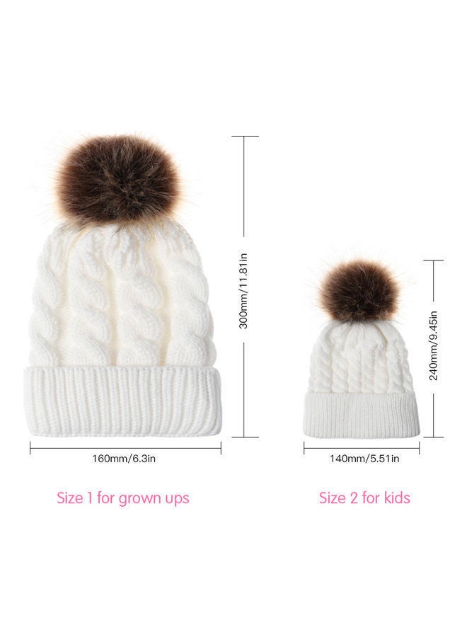 NIBEMINENT Winter Warm Women Knitted Crochet Wool Hat Hair Ball Earmuffs Caps Infant Toddler Kid Cute Hairball Beanie Cap 25.0x15.0x3.0cm  - Image 3