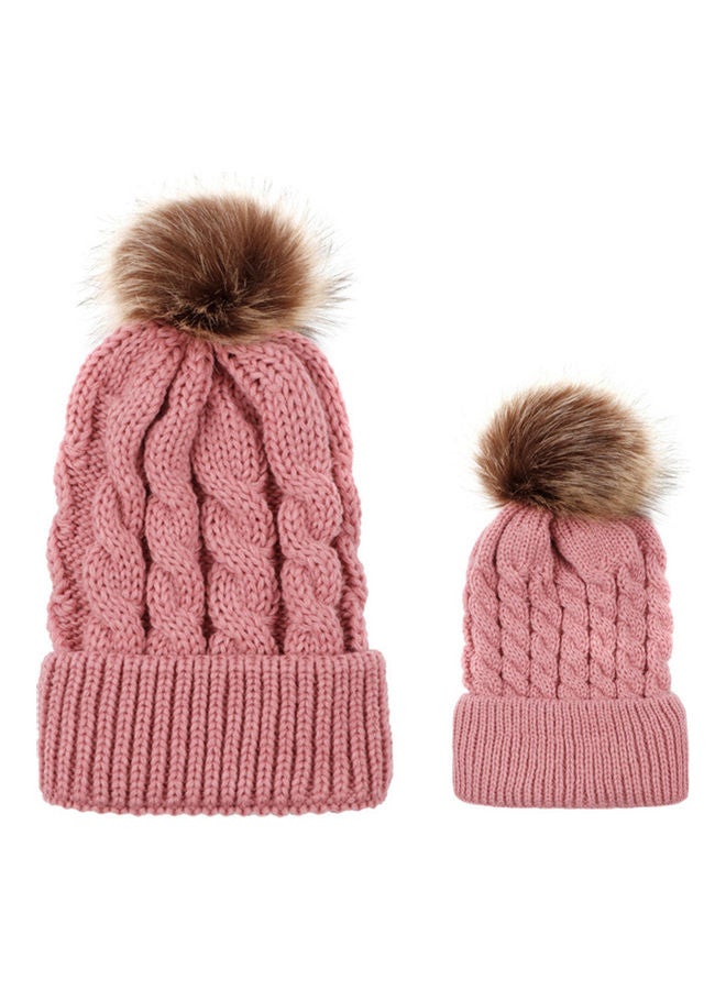NIBEMINENT Winter Warm Women Knitted Crochet Wool Hat Hair Ball Earmuffs Caps Infant Toddler Kid Cute Hairball Beanie Cap 25.0x15.0x3.0cm  - Image 2