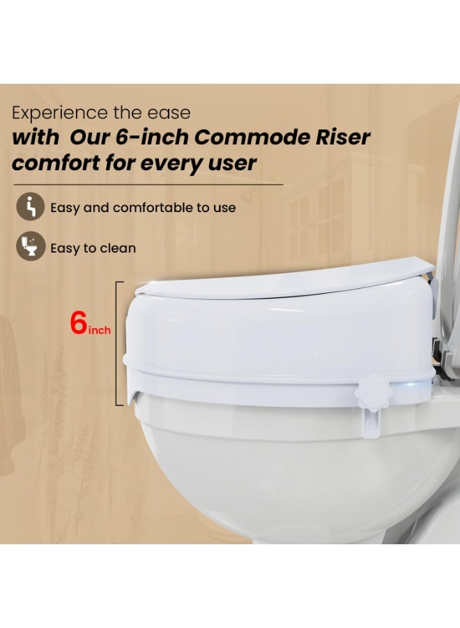 Raised toilet seat with a 6-inch high lid and a secure locking system. - Image 3