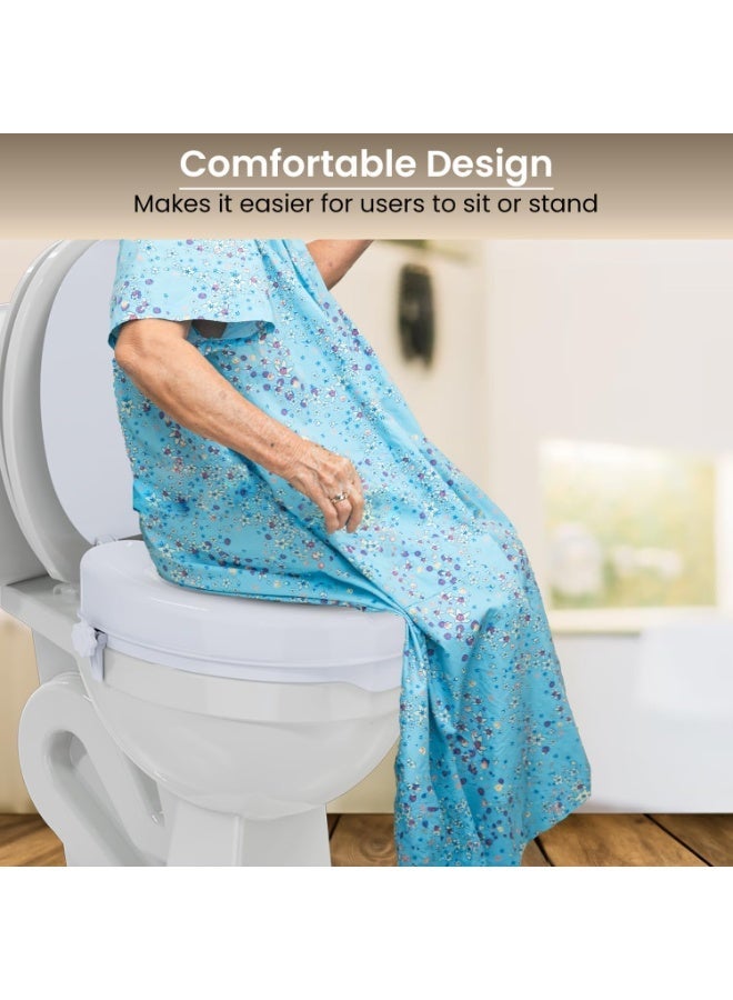 Raised toilet seat with a 6-inch high lid and a secure locking system. - Image 4