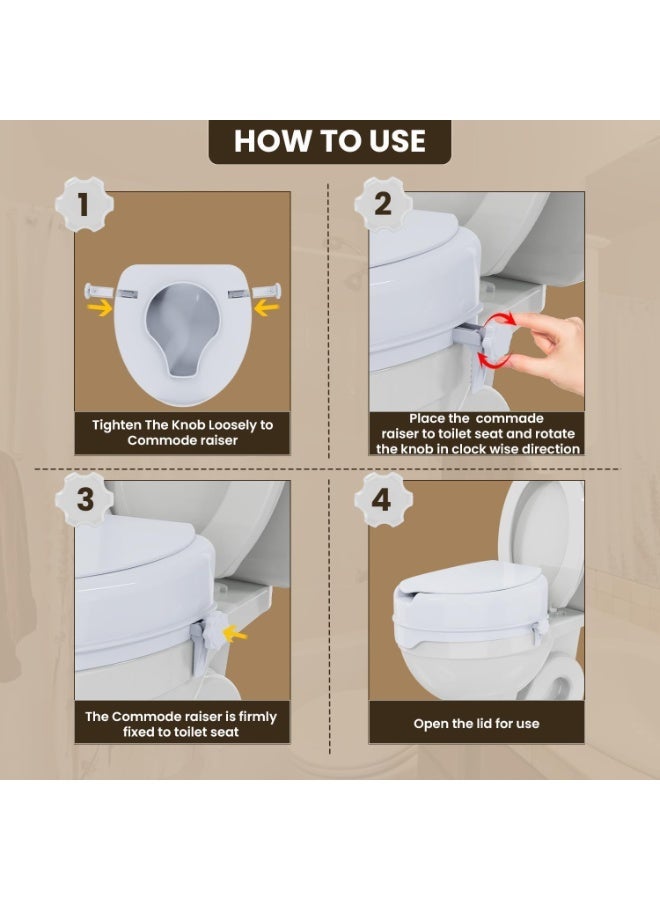 Raised toilet seat with a 6-inch high lid and a secure locking system. - Image 2