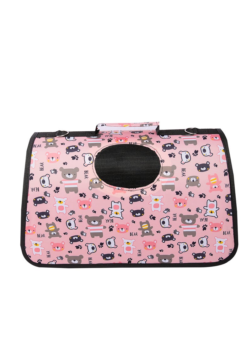 HAPPY PUSS Outdoor Pet Bag: pet handbag, pet shoulder bag, Travel Carrier for cats and dogs. Pink bear design-large size  - Image 1