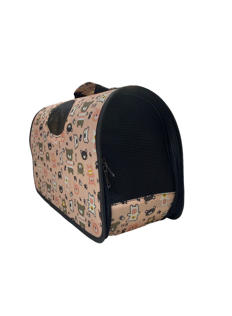 HAPPY PUSS Outdoor Pet Bag: pet handbag, pet shoulder bag, Travel Carrier for cats and dogs. Pink bear design-large size  - Image 4