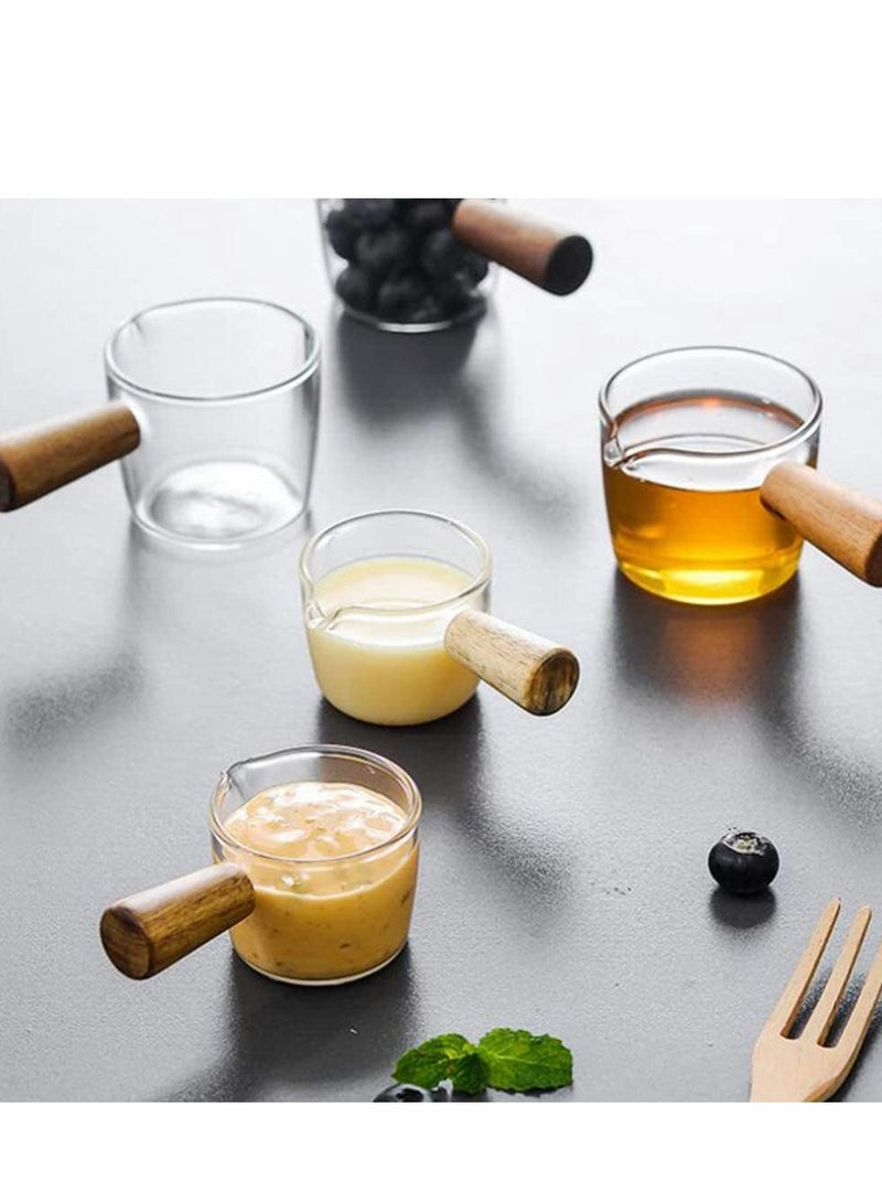 Creamer Dish Small Sauce Bowls, 2Pcs Prep Dip Dessert Dish Bowls with Handle Creamer Cup Mini Coffee Milk Creamer Serving Pitcher Jug, Borosilicate Glass Milk Dressing Server Pourer (S) - Image 5
