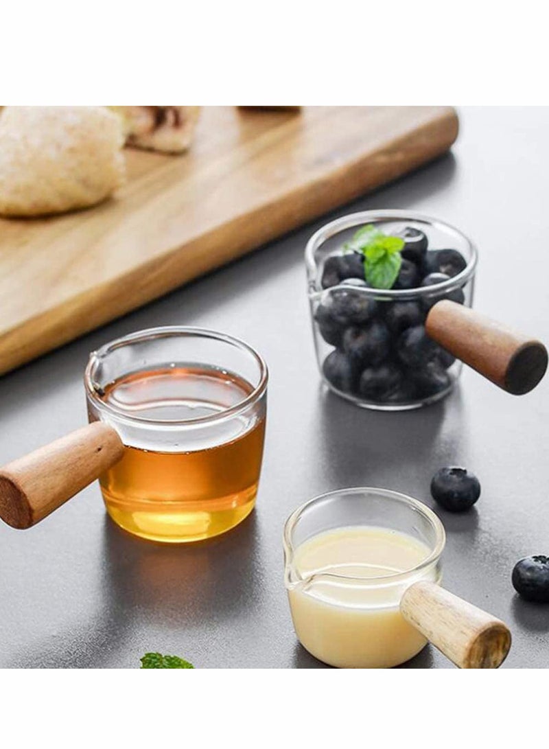 Creamer Dish Small Sauce Bowls, 2Pcs Prep Dip Dessert Dish Bowls with Handle Creamer Cup Mini Coffee Milk Creamer Serving Pitcher Jug, Borosilicate Glass Milk Dressing Server Pourer (S) - Image 4