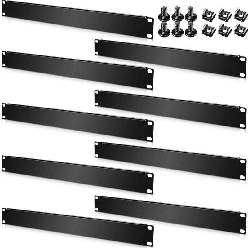 Leinuosen Blank Rack Mount Panel Spacer Metal Blank Panel Black Server Rack Accessories Mount Filler for 19 Inch Server Network Enclosure Cabinet Cable(1 U,5 Pcs) - Image 1