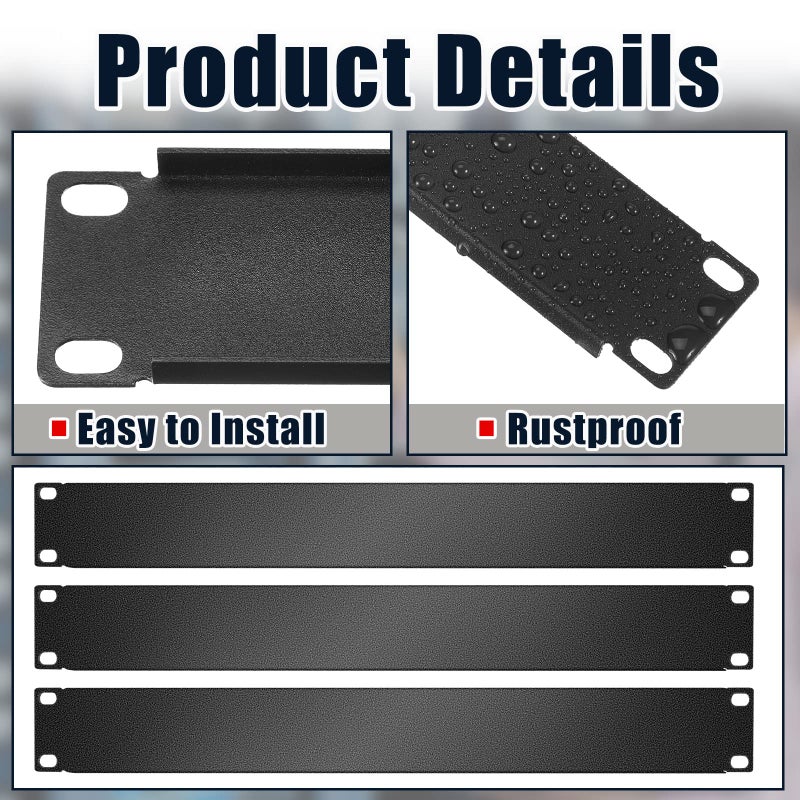 Leinuosen Blank Rack Mount Panel Spacer Metal Blank Panel Black Server Rack Accessories Mount Filler for 19 Inch Server Network Enclosure Cabinet Cable(1 U,5 Pcs) - Image 5