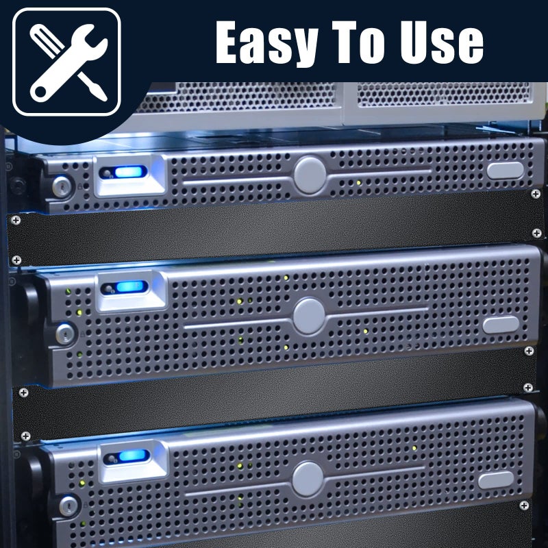 Leinuosen Blank Rack Mount Panel Spacer Metal Blank Panel Black Server Rack Accessories Mount Filler for 19 Inch Server Network Enclosure Cabinet Cable(1 U,5 Pcs) - Image 2