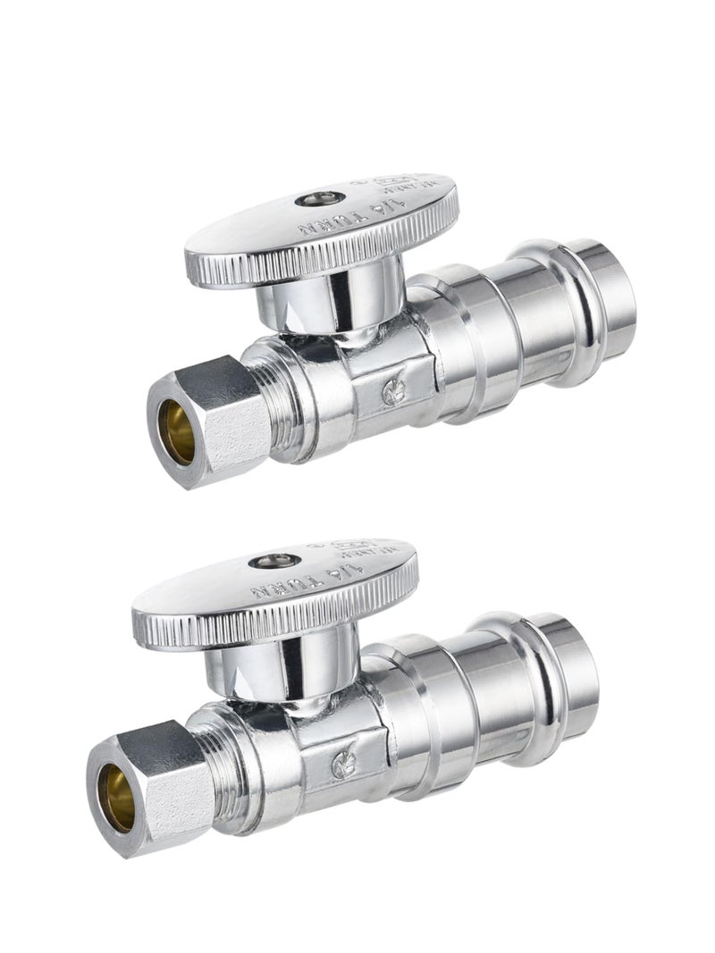 EFIELD Pack of 2 EFIELD Stop Straight Valve 12 Copper Press x 38 OD Compression 14 Turn LF Brass Made Chrome PlatedVALVE3972PCS - Image 2
