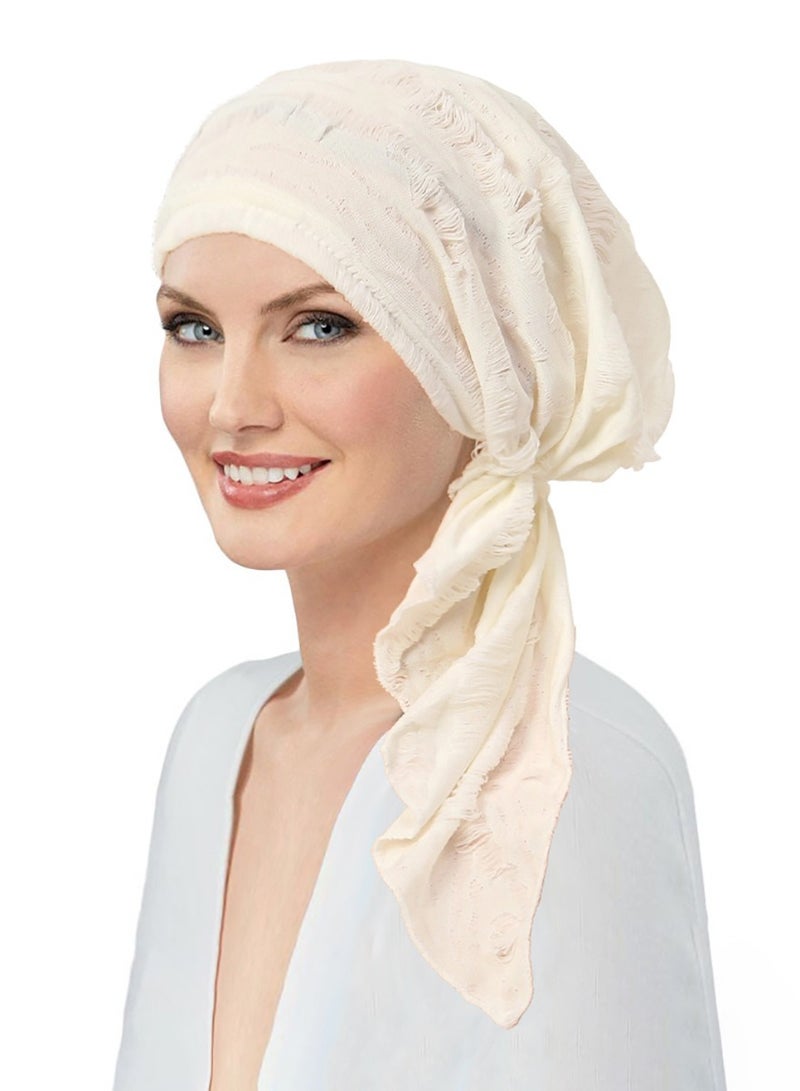 حجاب نسائي مطوي على شكل طرحة مربوطة مسبقاً عمامة طويلة ذات ذيل طويل - Image 1