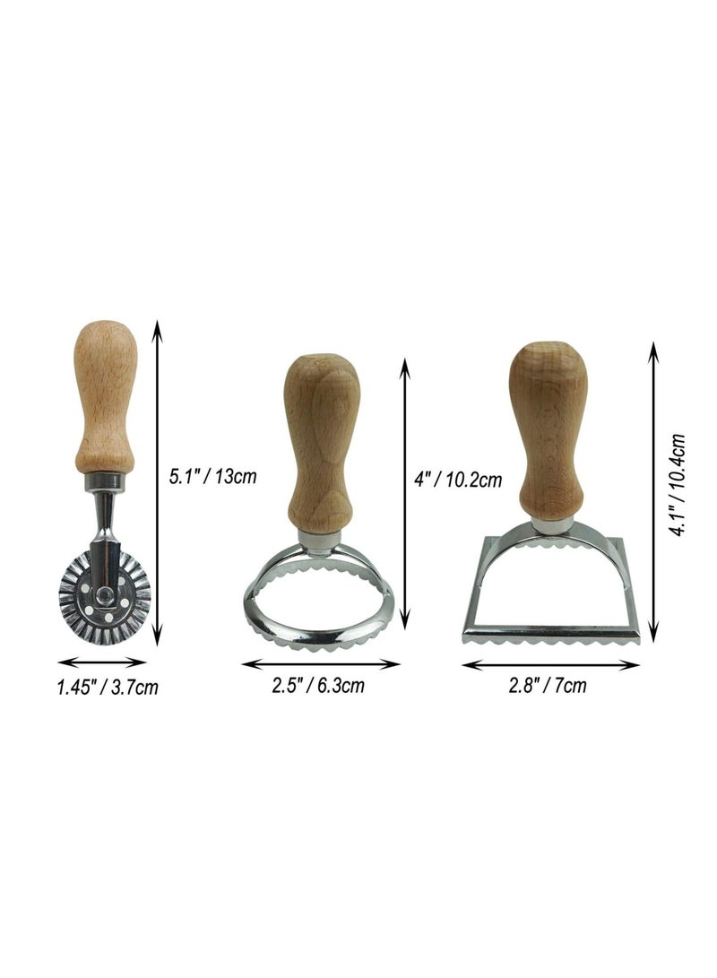 NIBEMINENT Ravioli Stamp Cutter Large Round Square Maker and Dough Wheel Metal Pasta Press Mold for Italian Dumplings Lasagna Pierogi Wonton Pastry 3 Set - Image 2
