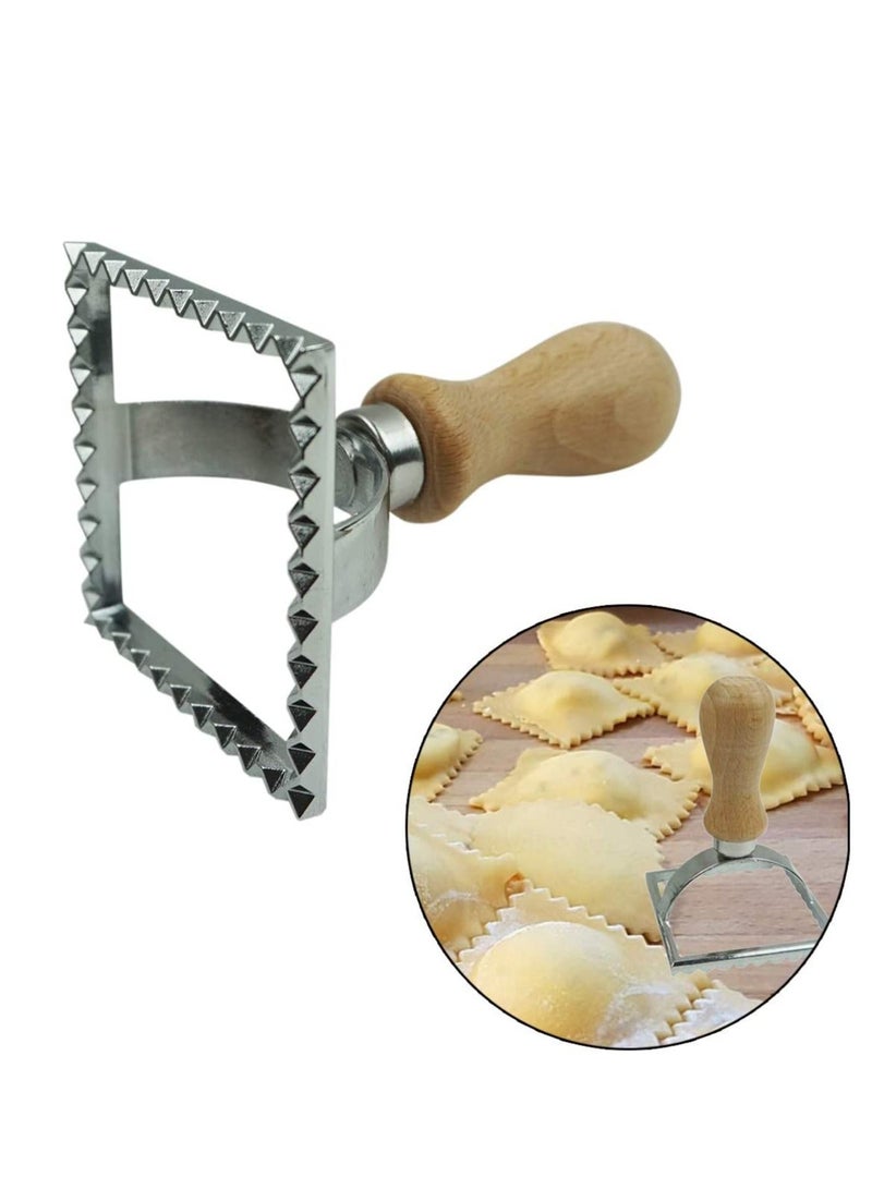 NIBEMINENT Ravioli Stamp Cutter Large Round Square Maker and Dough Wheel Metal Pasta Press Mold for Italian Dumplings Lasagna Pierogi Wonton Pastry 3 Set - Image 5