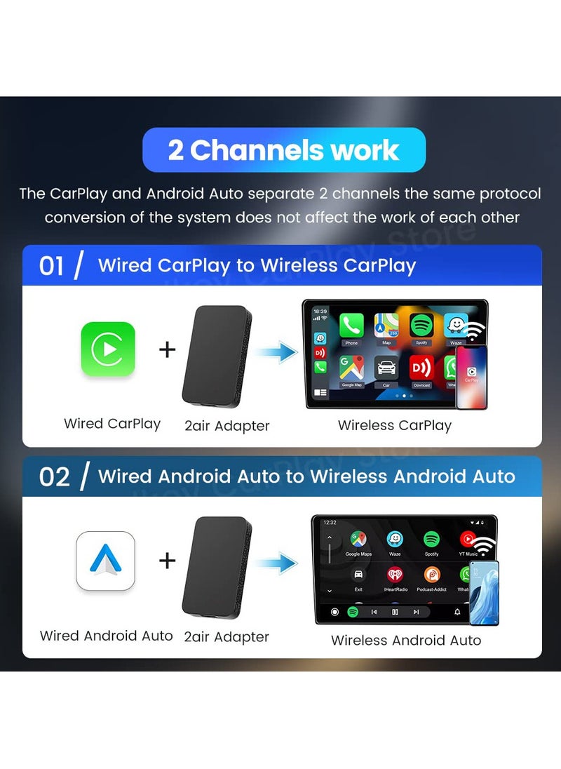 KASTWAVE - Wireless CarPlay Adapter - Apple CarPlay Android Auto Wireless Adapter Will Built-in Wired to Wireless. Plug and Play Auto Connection Online Upgrades(Video Mirror not Supported) - Image 1