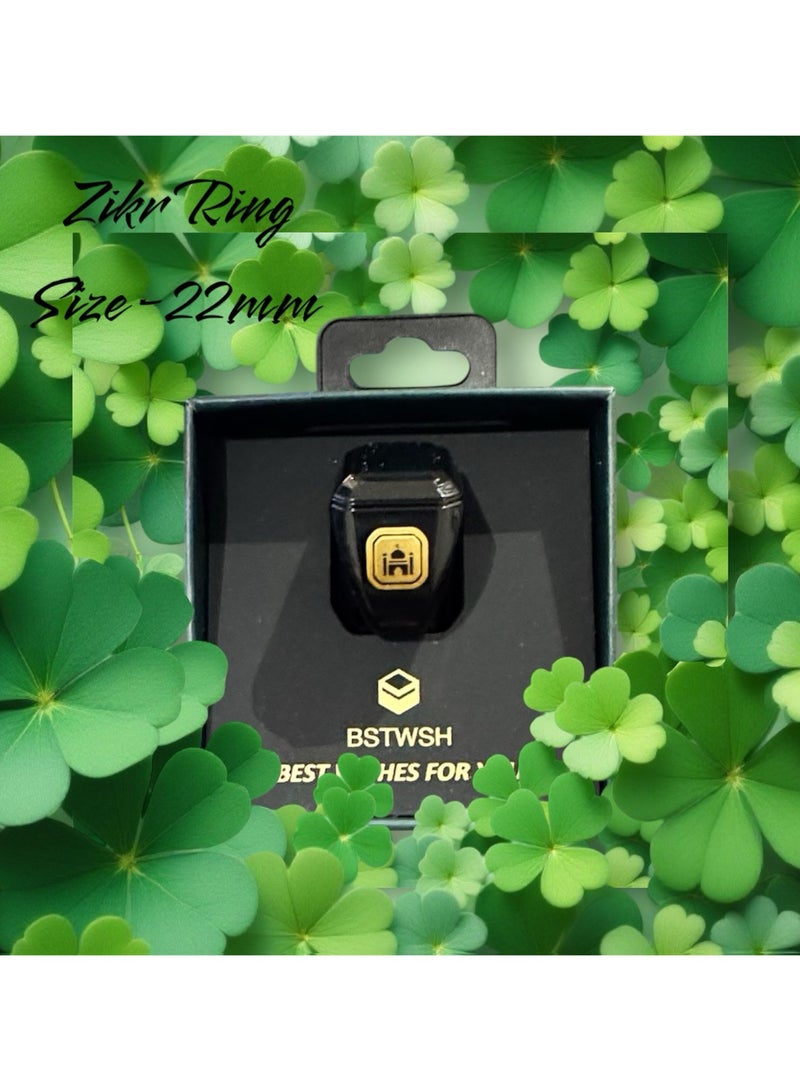 iQIBLA Smart Tasbih Zikr Ring- Muslim Prayer- Prayer timing reminder- OLED display- Tasbih Counter- Smart Ring- Wearable Technology- Waterproof Black 22mm-  USB - Image 3