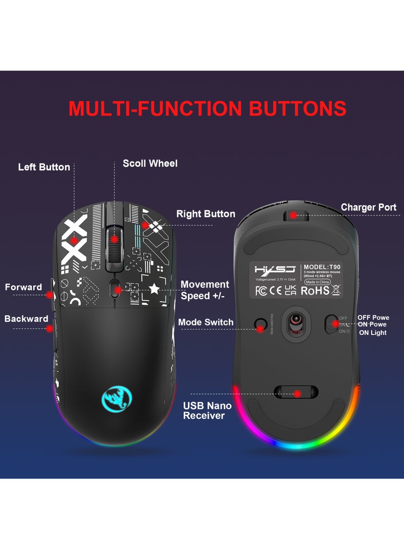 HXSJ - V200 68 Key RGB Wired Gaming Keyboard and T90 Wireless Gaming Mouse Set - Image 1