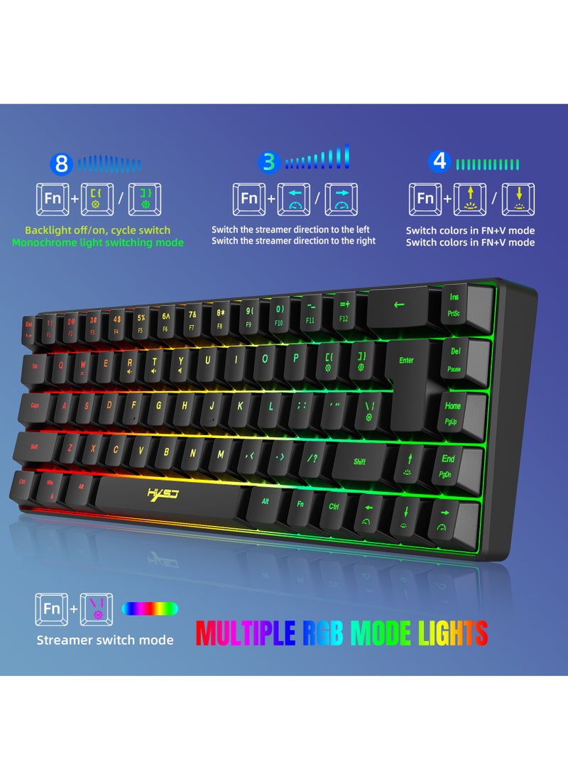 HXSJ - V200 68 Key RGB Wired Gaming Keyboard and T90 Wireless Gaming Mouse Set - Image 1