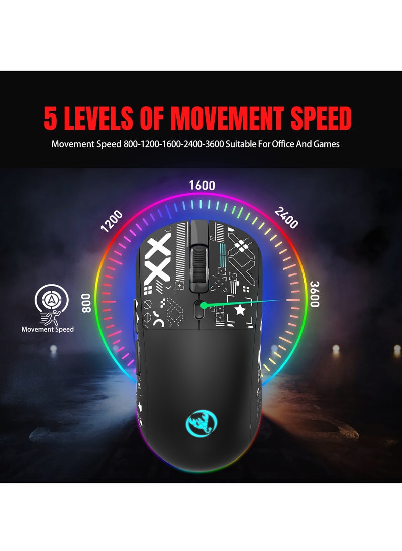HXSJ - V200 68 Key RGB Wired Gaming Keyboard and T90 Wireless Gaming Mouse Set - Image 1