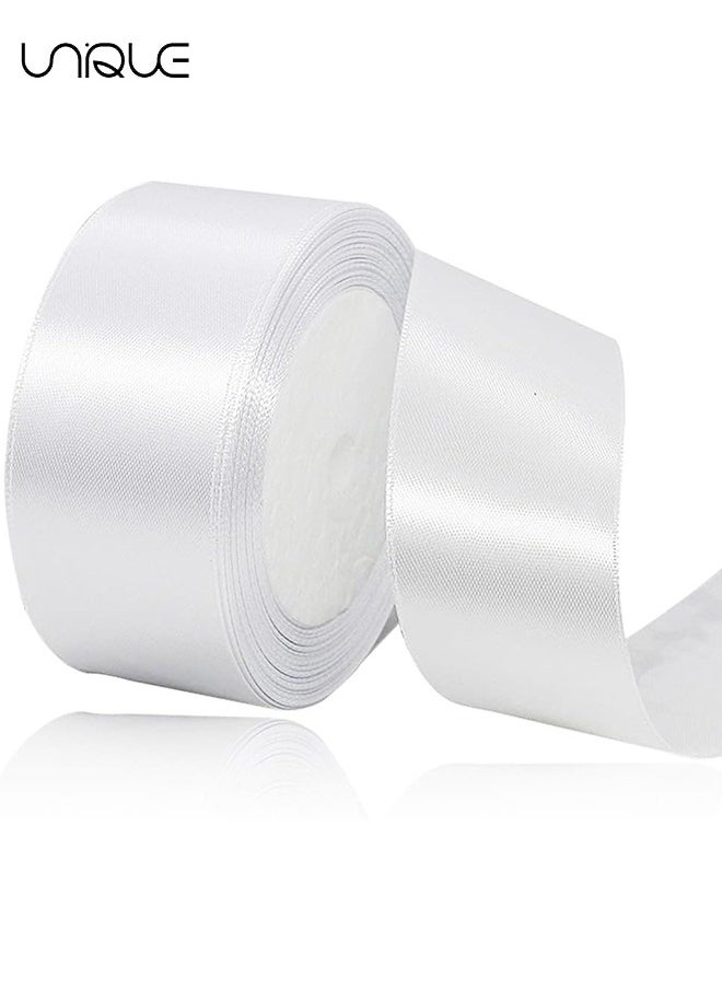 Unique White Satin Ribbon, 1-1/2 Inches x 25 Yards Fabric Satin Ribbon for Gift Wrapping, Crafts, Hair Bows Making, Wreath, Wedding Party Decoration and Other Sewing Projects  - Image 1