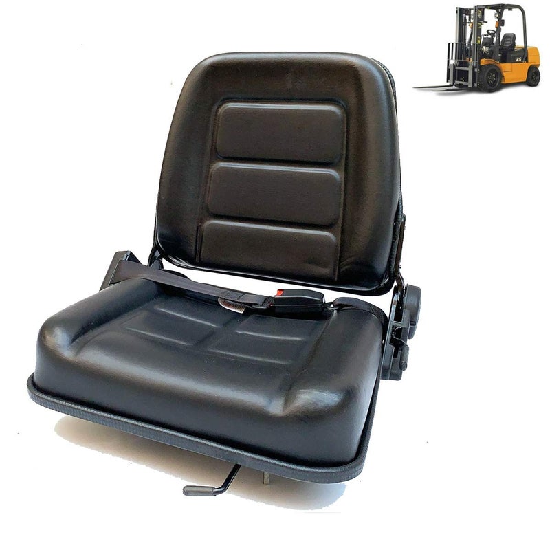 Generic TABODD Universal Forklift Seat, Waterproof Garden Lawn Tractor Forklift PU Leather Seat with Retractable Seat Belt and Sliding Track  - Image 2