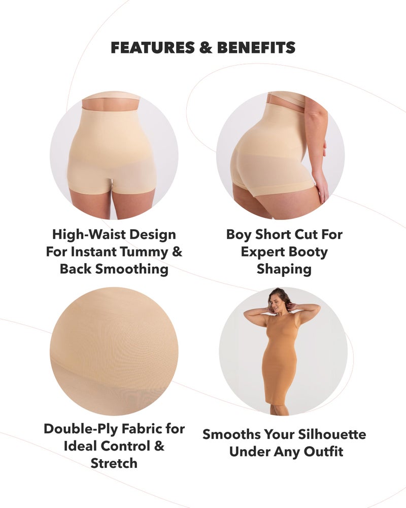 SHAPERMINT Tummy Control Shapewear - Body Shaper Tummy Control Boyshort, Body Shaper for Women, Plus Size Shapewear Black - Image 5