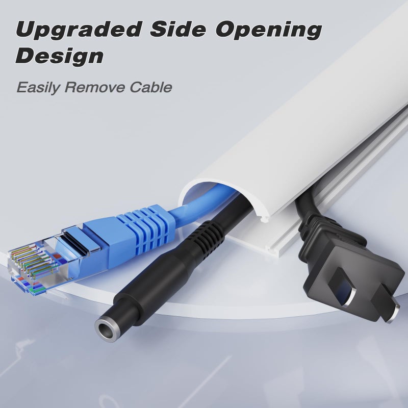 MUSRCYIO 39" Silicone Cord Hider for 2-3 Cords,Flexible Side-Opening Self-Adhesive Cord Covers for Wires on Wall Mount TV,Easier Setup for Home Office Cable Management Wire Hider,1.1" W x 0.6" H,White - Image 5